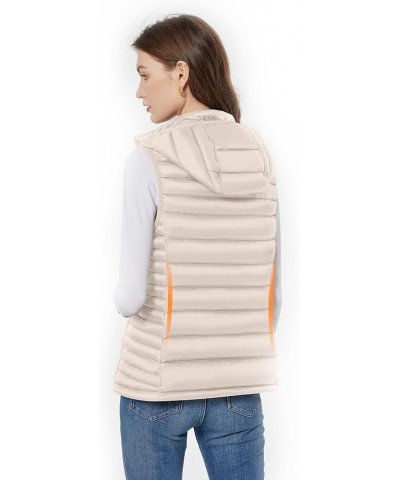 Women’s Down Vest Lightweight Packable Down Puffer Vest Warm Winter Puffy Vest with Hood Beige $20.65 Vests