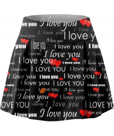 Valentine's Day Shorts for Women Cute Heart Printed Casual Sports Fitnessfor Running Golf Workout Yoga Tennis Skorts 01-dark ...