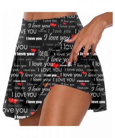 Valentine's Day Shorts for Women Cute Heart Printed Casual Sports Fitnessfor Running Golf Workout Yoga Tennis Skorts 01-dark ...