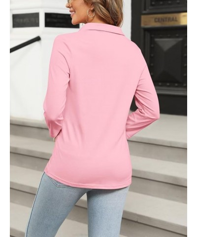 Women's 3/4 Sleeves V Neck T Shirts Casual Summer Tops Basic Collar Cute Tees A1-pink $11.60 Tops