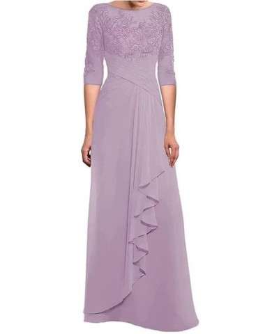 Mother of The Bride Dresses for Wedding 3/4 Long Sleeves Lace Applique Wedding Guest Dress Women's Formal Dresses Mauve $32.1...