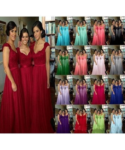 Navy Blue Bridesmaid Dresses for Women Long Chiffon A Line Appliques Lace Formal Dress Maxi Prom Gowns Dark Red $33.60 Dresses