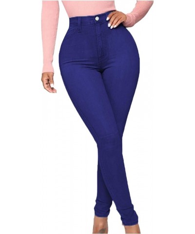 Women's Skinny Jeans High Waisted Plus Size Pencil Pants Distressed Jeggings Slim FitDenim Pants with Pockets Blue $7.98 Jeans