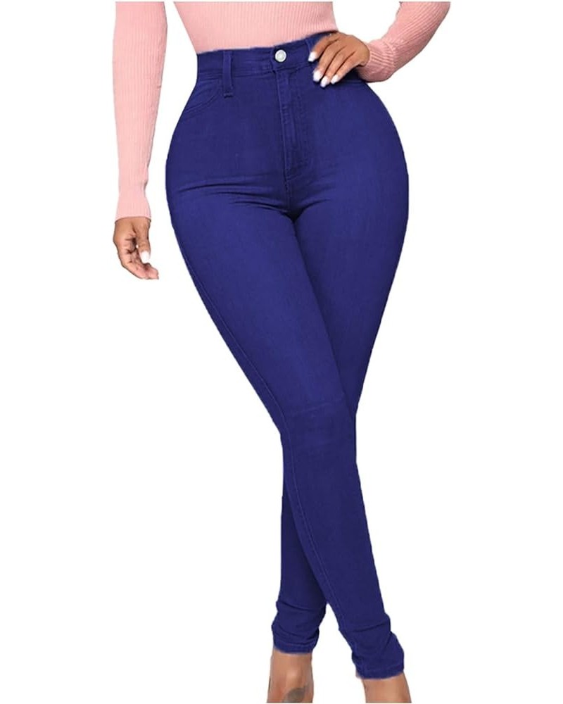 Women's Skinny Jeans High Waisted Plus Size Pencil Pants Distressed Jeggings Slim FitDenim Pants with Pockets Blue $7.98 Jeans