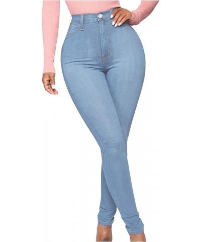 Women's Skinny Jeans High Waisted Plus Size Pencil Pants Distressed Jeggings Slim FitDenim Pants with Pockets Blue $7.98 Jeans