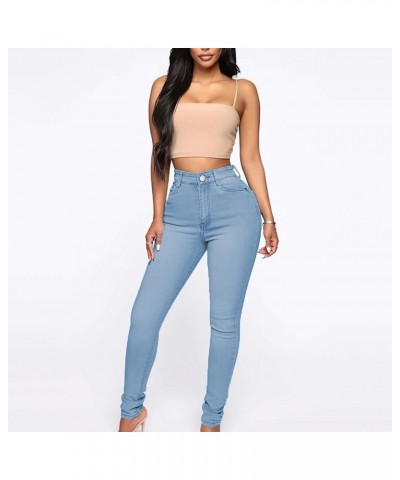 Women's Skinny Jeans High Waisted Plus Size Pencil Pants Distressed Jeggings Slim FitDenim Pants with Pockets Blue $7.98 Jeans