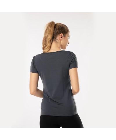 Thermal Top for Women Fleece Lined Shirt Short Sleeve Base Layer Dark Grey $16.23 Underwear