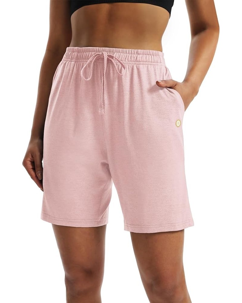 Women's 7" Bermuda Shorts Jersey Shorts with Pockets Workout Yoga Athletic Long Shorts for Women Pink $11.59 Activewear