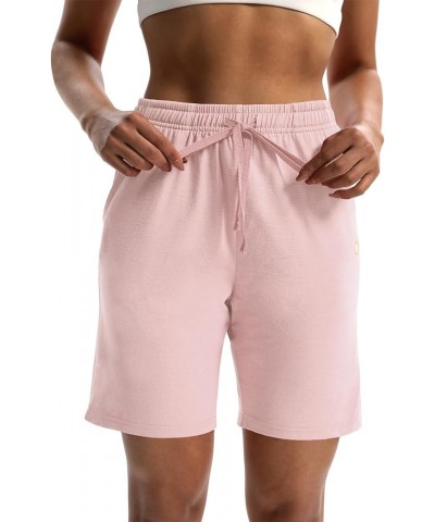 Women's 7" Bermuda Shorts Jersey Shorts with Pockets Workout Yoga Athletic Long Shorts for Women Pink $11.59 Activewear