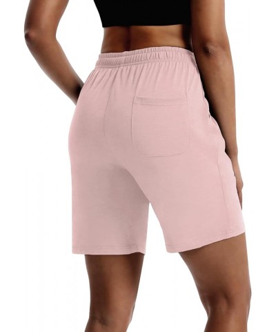 Women's 7" Bermuda Shorts Jersey Shorts with Pockets Workout Yoga Athletic Long Shorts for Women Pink $11.59 Activewear