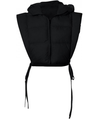 Women's Cropped Puffer Vest Zipper Sleeveless Lightweight Y2K Padded Vests with Hood Black $13.49 Jackets