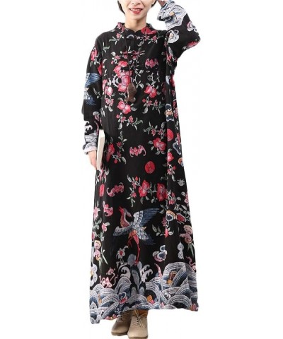 Women Long Dress Floral Print Casual Maxi Dress Blue $20.94 Dresses