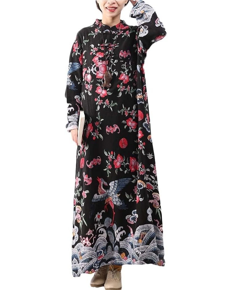 Women Long Dress Floral Print Casual Maxi Dress Blue $20.94 Dresses