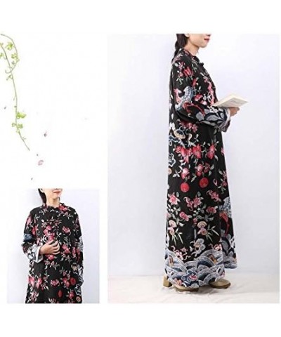 Women Long Dress Floral Print Casual Maxi Dress Blue $20.94 Dresses