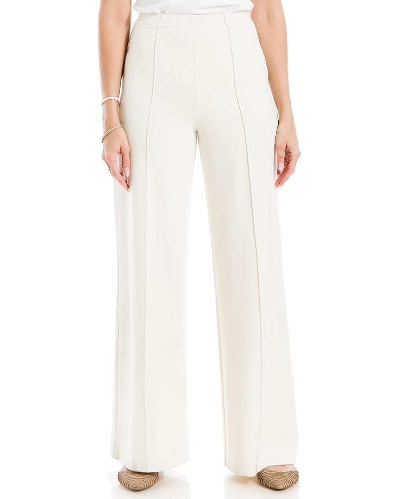 Women's High Waist Wide Leg Ponte Pant Cream $17.61 Pants