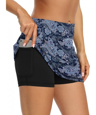 Tennis Skirts for Women Golf Athletic Activewear Skorts Mini Summer Workout Running Shorts with Pockets Pattern 12-sapphire P...