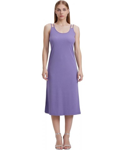 Women Casual Midi Slip Dress Sleeveless Spaghetti Strap Beach Cover Up Light Purple $8.00 Swimsuits