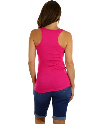 Women’s Essential Ribbed Racerback Versatile Layering Cotton Blend Tank Top New Fuchsia $11.57 Tanks