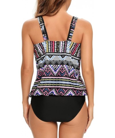 Tankini Swimsuits for Women Plus Size Swimwear Tummy Control Two Piece Bathing Suits Geometric-5 $14.35 Swimsuits