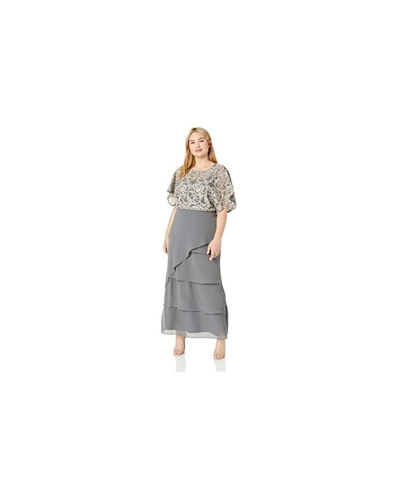 Women's Sequin Embroidered Long Dress Pearl Grey $45.37 Dresses