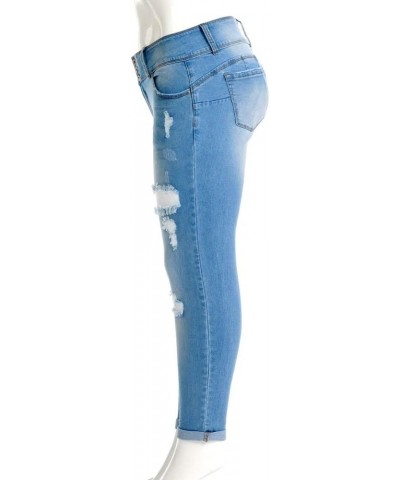 Womens Plus Size Distressed Ripped Blue Skinny Denim Jeans Pants Super Plus Size Wax Jeans 90117xl.push-up $13.14 Jeans