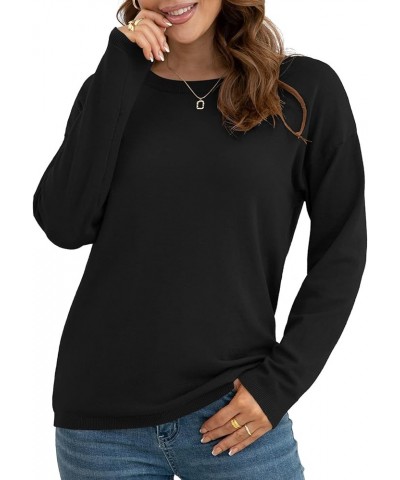 Women's Pullover Sweaters Long Sleeve Print Knitted Crew Neck Sweater Tops（a Little Run Big Black $16.40 Sweaters