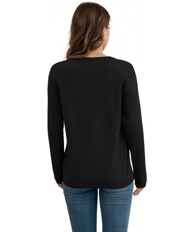 Women's Pullover Sweaters Long Sleeve Print Knitted Crew Neck Sweater Tops（a Little Run Big Black $16.40 Sweaters