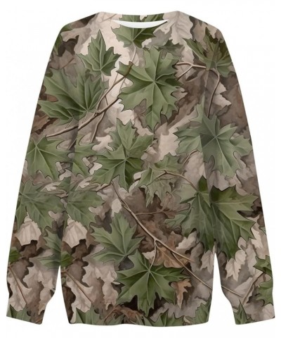 Women's Camo Hoodie Maple-Leaf Print Oversized Sweatshirt Fleece Hooded Sweatshirts with Pocket Classic Pullovers 2-army Gree...