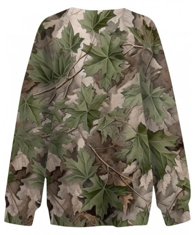 Women's Camo Hoodie Maple-Leaf Print Oversized Sweatshirt Fleece Hooded Sweatshirts with Pocket Classic Pullovers 2-army Gree...