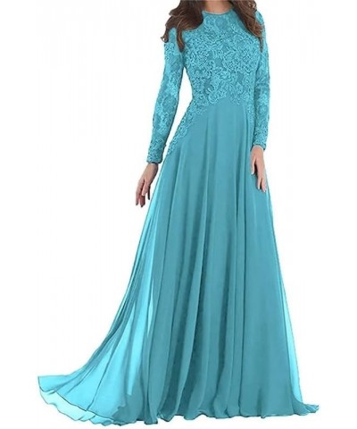 Mother of The Bride Dresses Lace Applique Wedding Guest Dresses for Women Long Chiffon Mother of The Bride Dress Beaded Teal ...