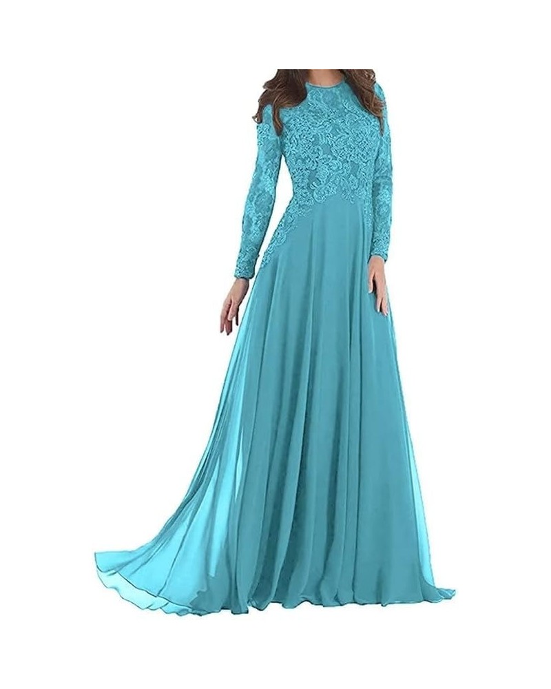 Mother of The Bride Dresses Lace Applique Wedding Guest Dresses for Women Long Chiffon Mother of The Bride Dress Beaded Teal ...