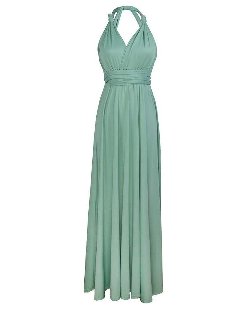 Women's Sleeveless Halter Neck Loose Plain Maxi Dresses Casual Long Dresses Grassgreen $17.86 Dresses