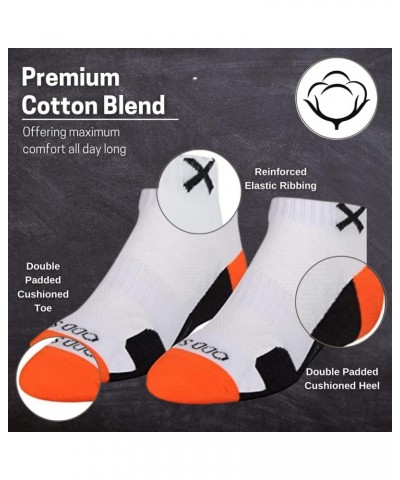 Basix Ankle Socks, Low Cut Comfort Fit, Cushioned Athletic Syles for Women Orange White Black $10.43 Activewear