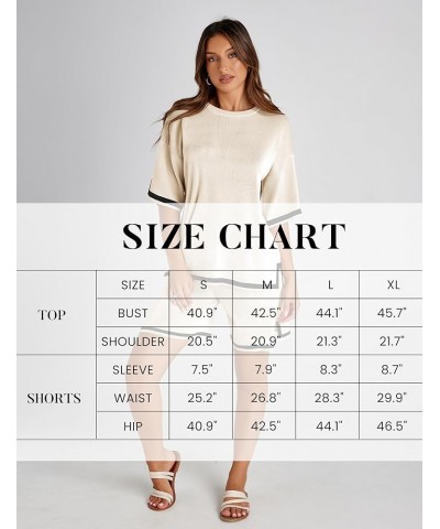 Womens Sweater Sets Two Piece Outfits Knitted Tops Elastic Waist Shorts Lounge Sets Apricot $18.19 Activewear