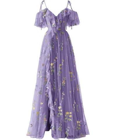 Women's Short Flower Embroidery Lace Tulle Prom Dress Tea-Length Formal Evening Party Floral Gowns 3-lavender $34.50 Dresses