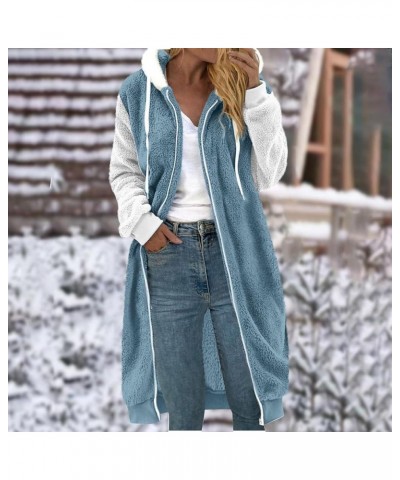 Winter Jackets For Women,Women's Solid Fuzzy Fleece Hoodies Long Jacket Winter Warm Hooded Coat Soft Loose Outerwear 3-light ...