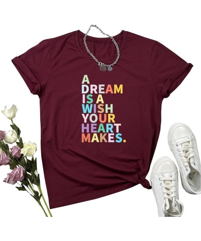 Women Graphic Shirts Cute Tees Wine Red $9.87 T-Shirts