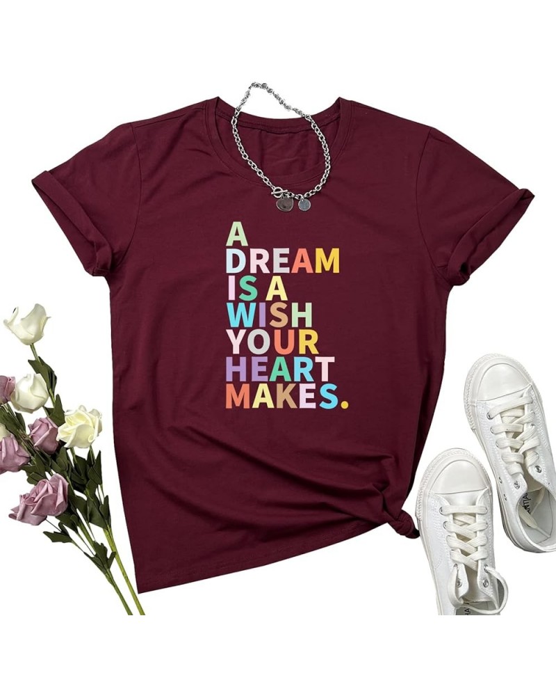 Women Graphic Shirts Cute Tees Wine Red $9.87 T-Shirts