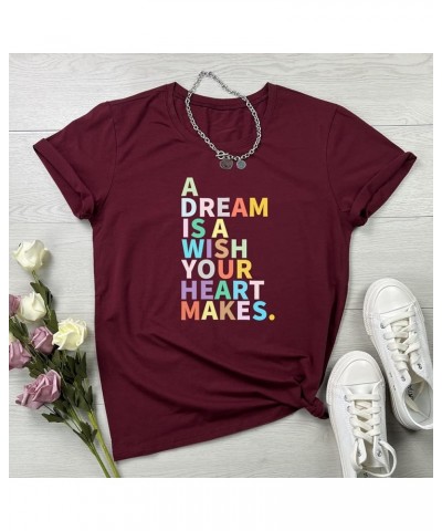 Women Graphic Shirts Cute Tees Wine Red $9.87 T-Shirts