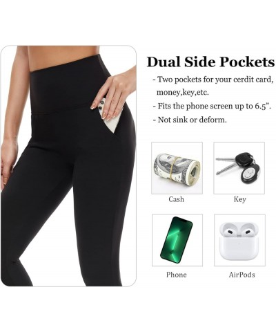 Soft Leggings for Women - High Waisted Tummy Control No See Through Workout Yoga Pants 01-black,black(with Pockets) $10.38 Pants