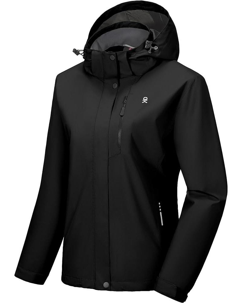 Women's Waterproof Rain Jacket Lightweight Hooded Raincoat for Travel Hiking Golf Black $33.91 Coats