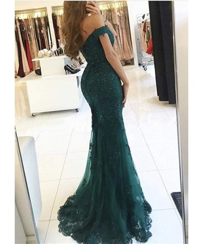 Women's Off The Shoulder Mermaid Evening Gowns Lace Beaded Long Prom Formal Dresses Dark Purple $34.20 Dresses