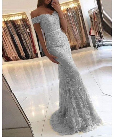 Women's Off The Shoulder Mermaid Evening Gowns Lace Beaded Long Prom Formal Dresses Dark Purple $34.20 Dresses