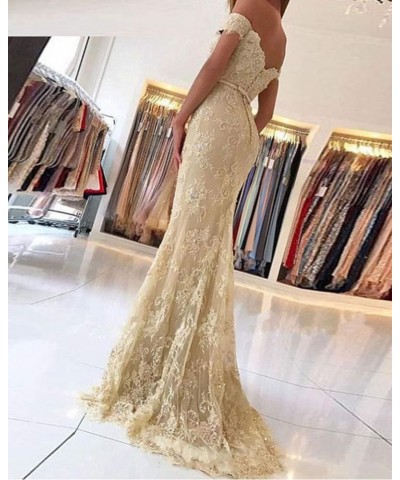 Women's Off The Shoulder Mermaid Evening Gowns Lace Beaded Long Prom Formal Dresses Dark Purple $34.20 Dresses