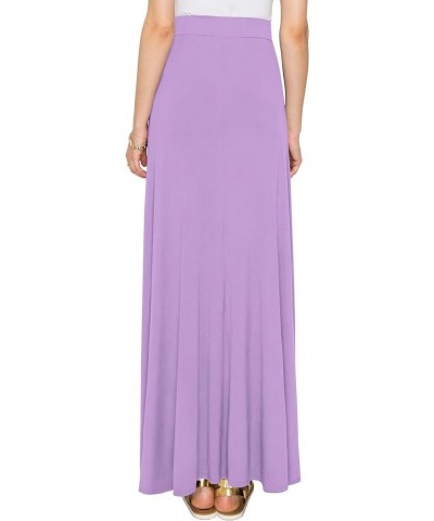 Women's Solid Maxi Skirt with Elastic Waist Band Wb1434_lilac $14.01 Skirts