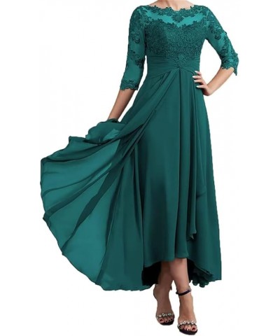 Half Sleeve Tealength Mother of The Bride Dresses for Wedding Lace Chiffon Formal Evening Party Gowns 820 Peacock $36.75 Dresses