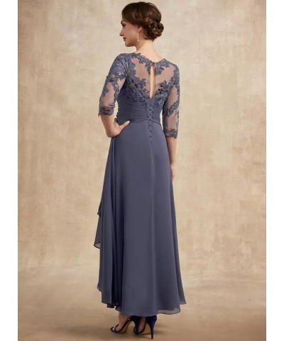 Half Sleeve Tealength Mother of The Bride Dresses for Wedding Lace Chiffon Formal Evening Party Gowns 820 Peacock $36.75 Dresses