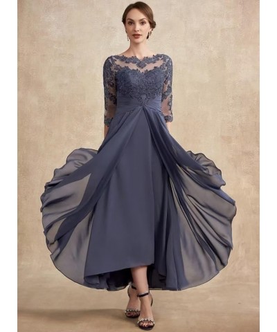 Half Sleeve Tealength Mother of The Bride Dresses for Wedding Lace Chiffon Formal Evening Party Gowns 820 Peacock $36.75 Dresses