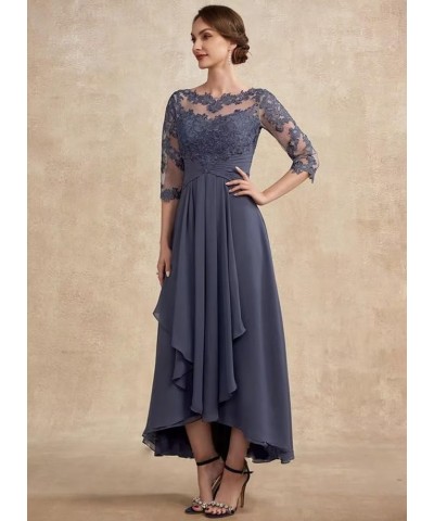 Half Sleeve Tealength Mother of The Bride Dresses for Wedding Lace Chiffon Formal Evening Party Gowns 820 Peacock $36.75 Dresses