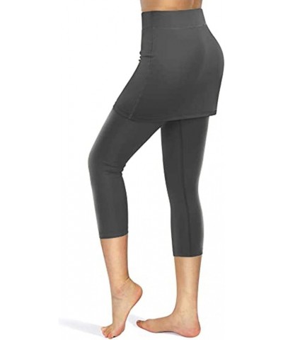 Skirted Legging for Women, Capris Legging with Skirt Workout Skirts with Pockets Yoga Pants Tennis Apparel Gray $8.31 Leggings